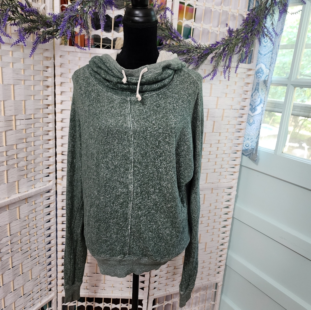 TNA Heather Green Pullover Drawstring Hoodie Athleisure Running Fitness